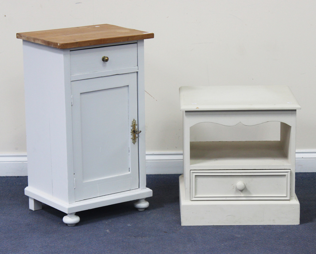 A 20th Century Painted Pine Bedside Cabinet Fitted With A Drawer And A   2214 