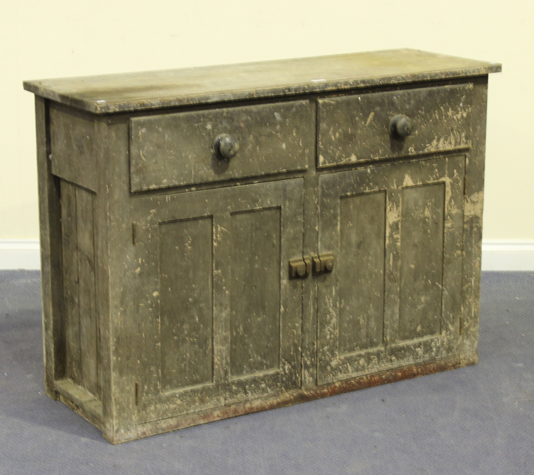 An Early 20th Century Pine Kitchen Cupboard Fitted With Two Short   2247 