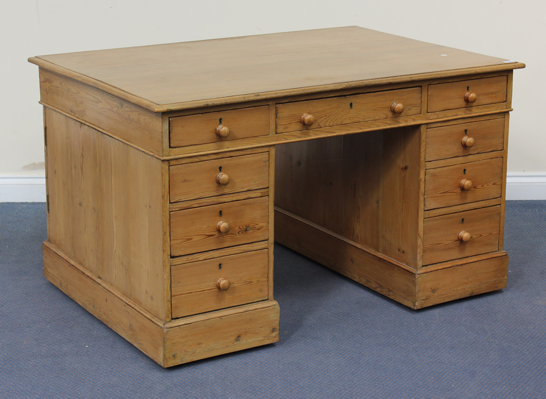 pine twin pedestal desk