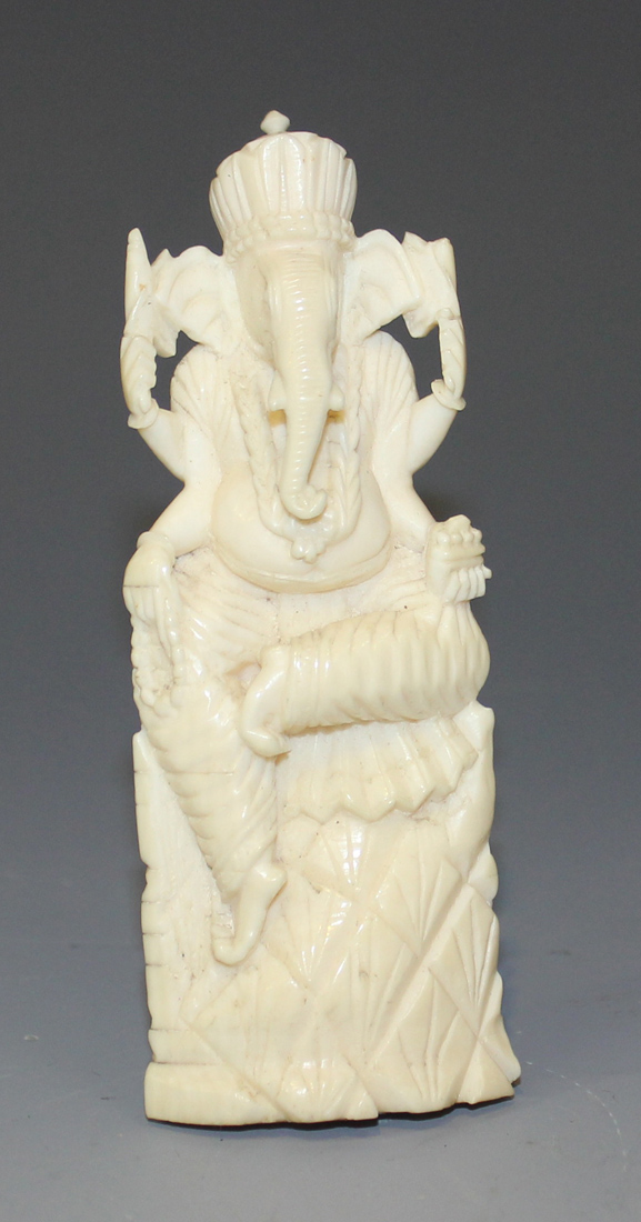 An Indian Carved Ivory Figure Of Ganesh Early 20th Century Modelled