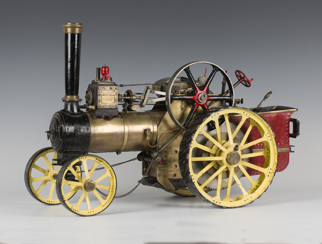 A 1 inch scale coal fired model of a Burrell single cylinder traction engine  with working steering p