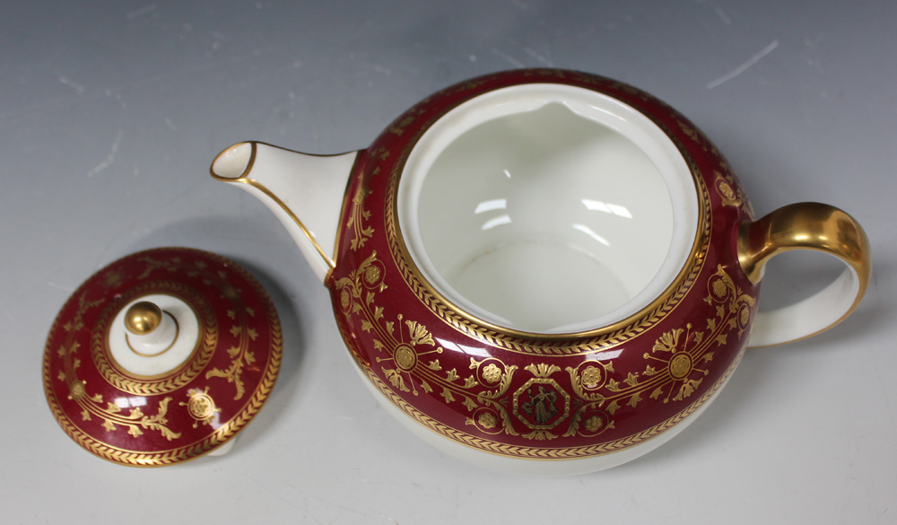 A Wedgwood 'Astbury' pattern bone china teapot, with finely gilt