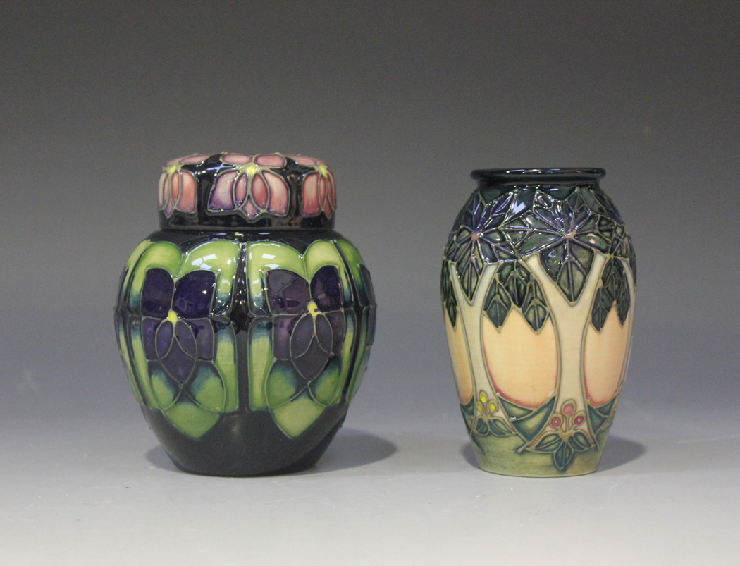 Two pieces of Moorcroft pottery, circa 1994, both designed by Sally ...