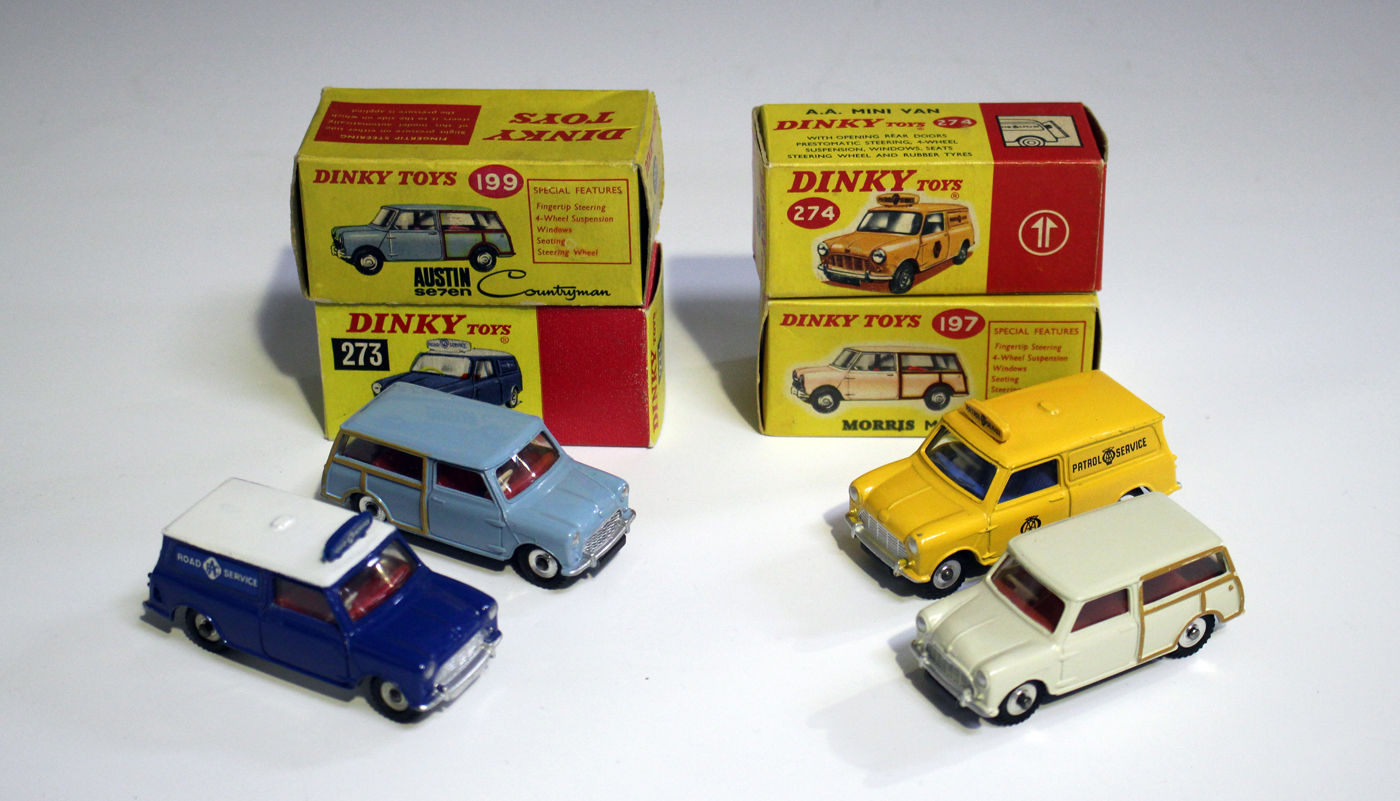 Three Dinky Toys Minis, comprising a No. 273 R.A.C. Patrol Mini