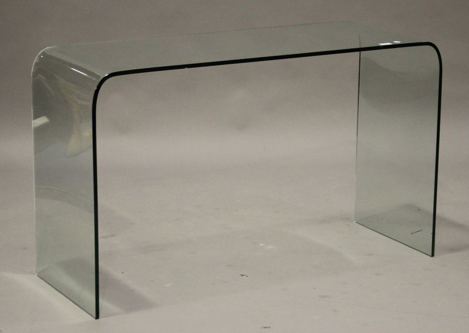 A Modern Clear Glass Console Table Of Curved U Form Height 72cm Width 121cm Depth 45c 