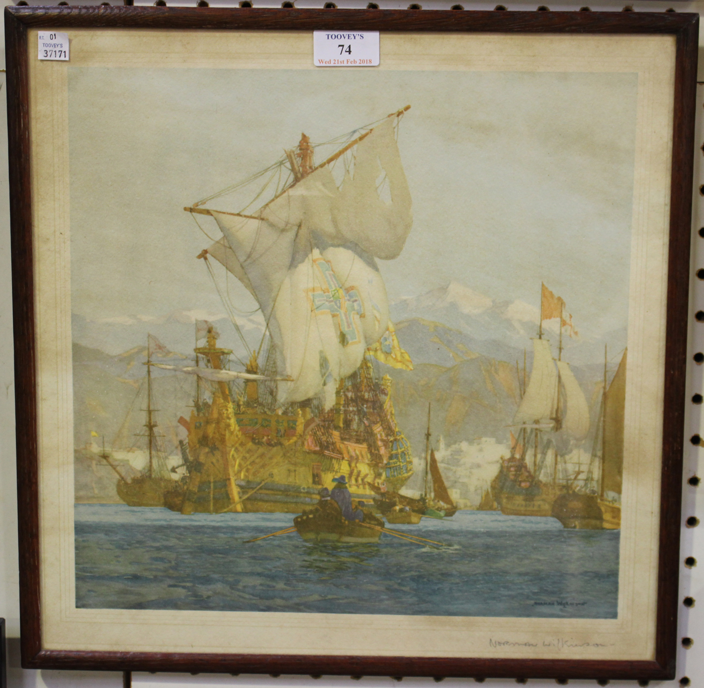 Norman Wilkinson Spanish Galleons 20th Century Colour Print Signed