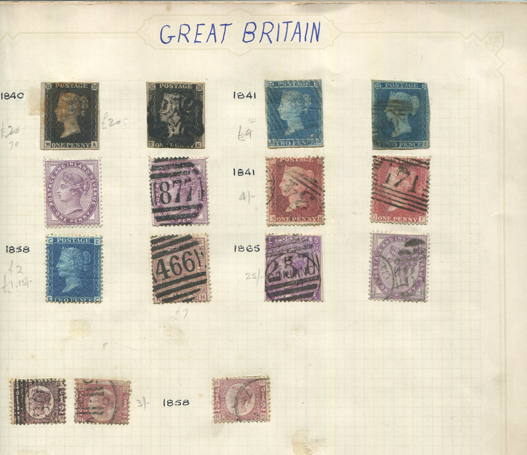 Two Stamp Albums Including Two Great Britain 1840 1d Black Used, Edward ...