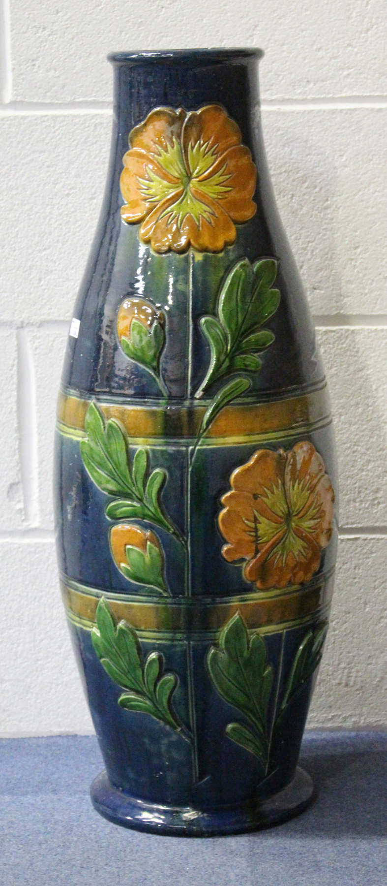 A Large Belgian Art Pottery Floor Vase Circa 1900 The