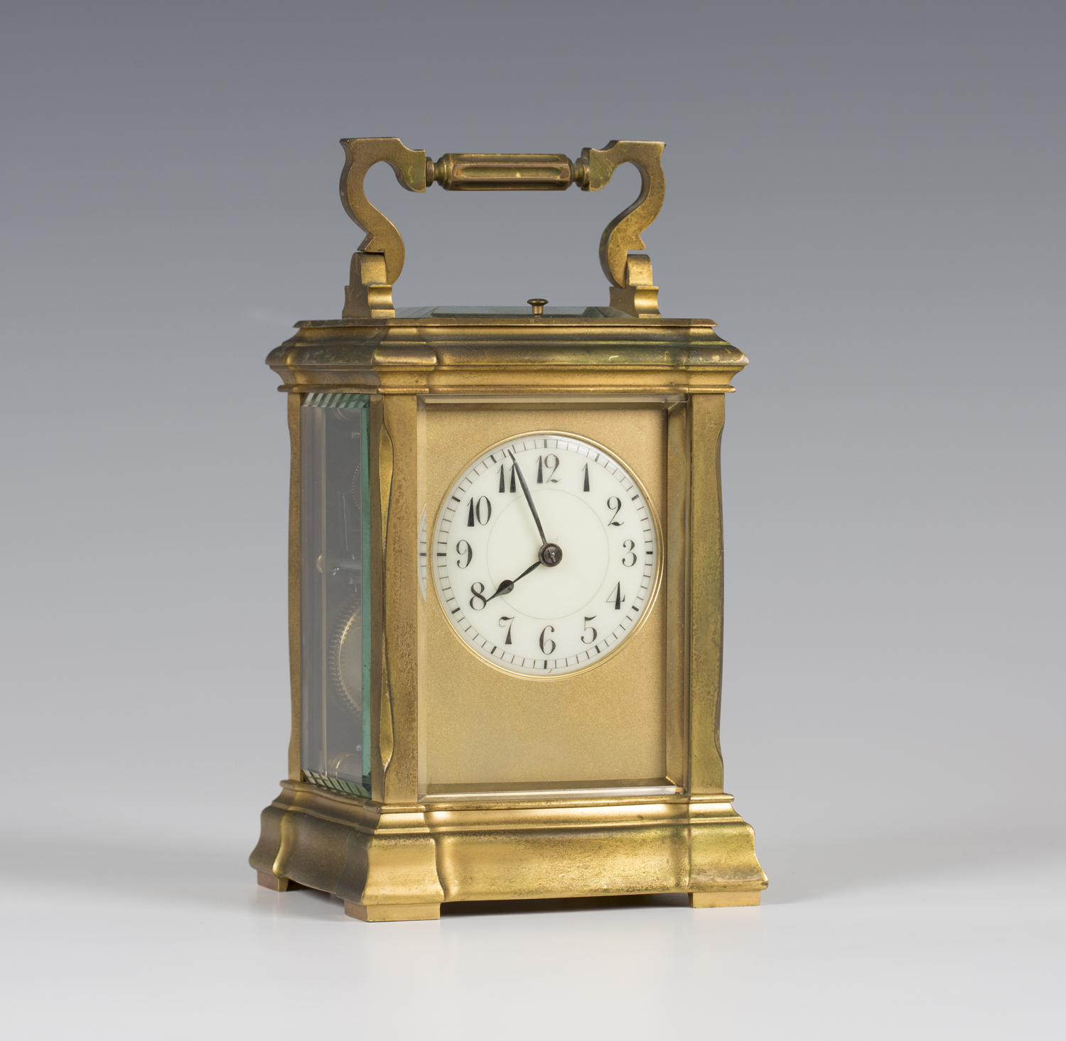 An early 20th century French brass carriage clock by Henri Jacot, with ...