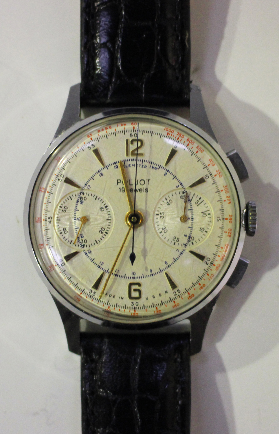 A Poljot Chronograph steel cased gentleman's wristwatch with unsigned ...