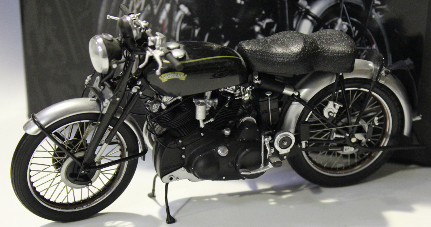 A Minichamps 1:12 scale model of a Vincent Black Shadow motorcycle