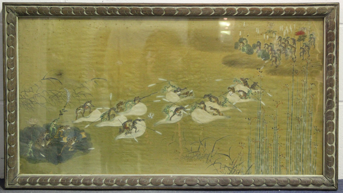 Sold at Auction: Japanese Watercolor Painting, Frogs