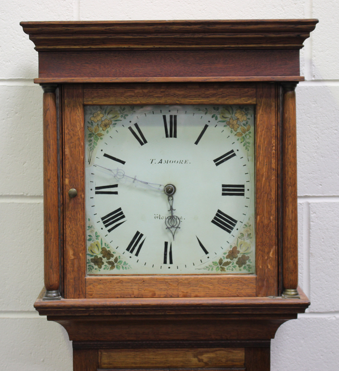 A 19th Century Oak Longcase Clock With Thirty Hour Movement Striking On A Bell Via An Outside Countw