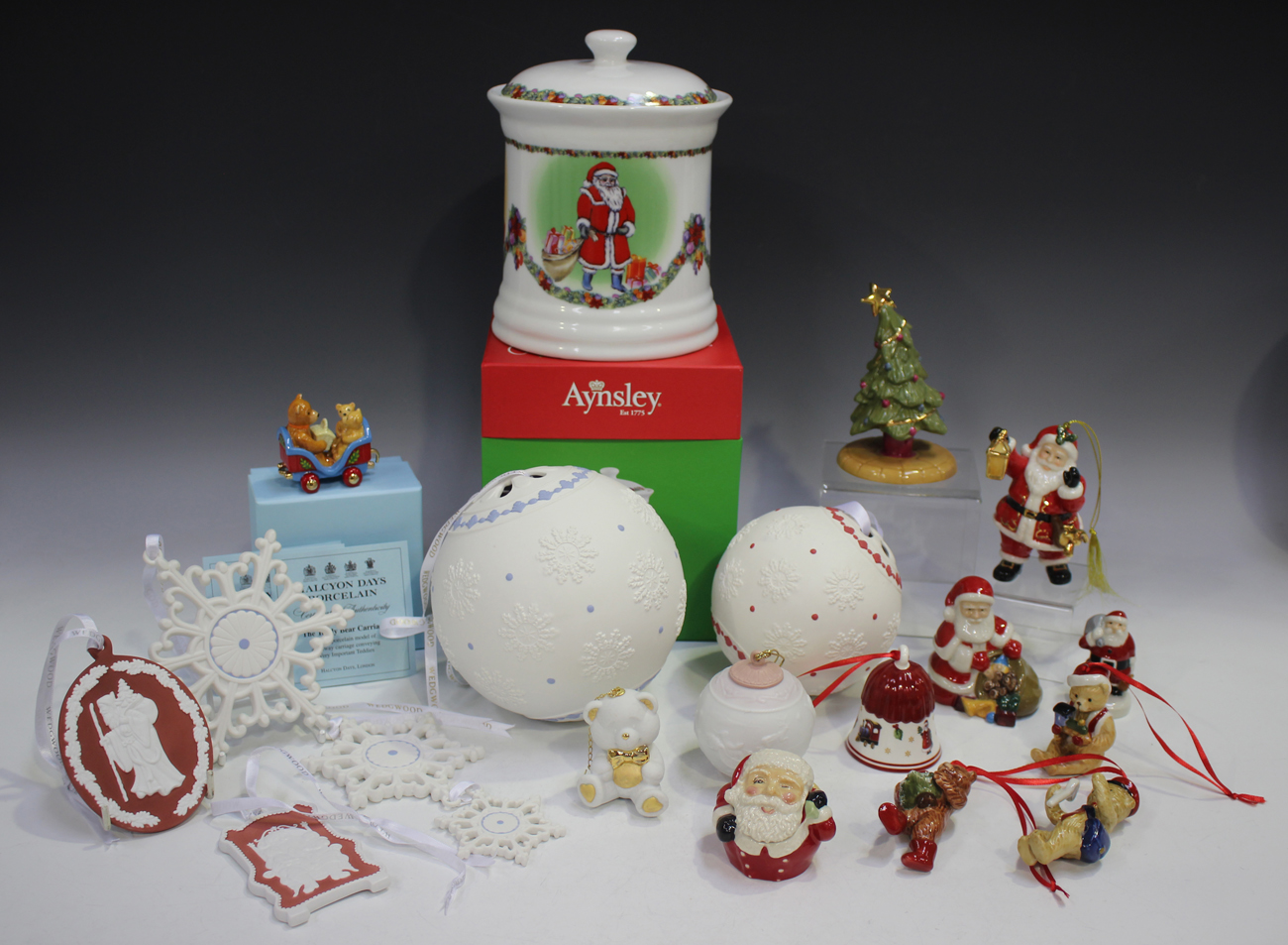 A group of Wedgwood Christmas decorations, comprising three graduated
