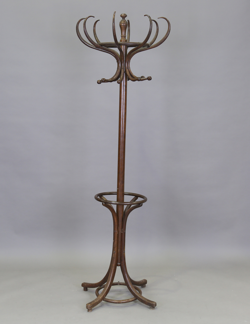 A late 19th century bentwood hatstand, possibly by Thonet, height 194cm ...