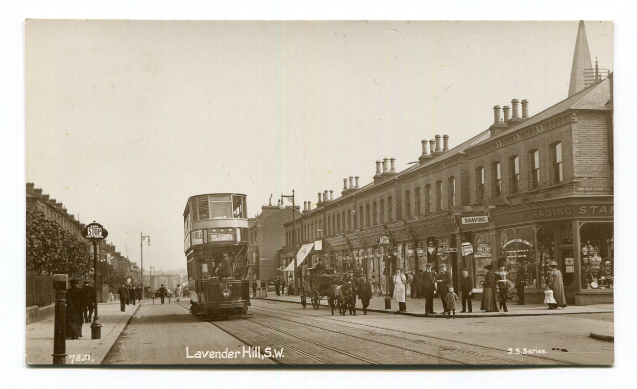 A collection of 34 postcards of South London, including photographic postcards titled 'Lavender