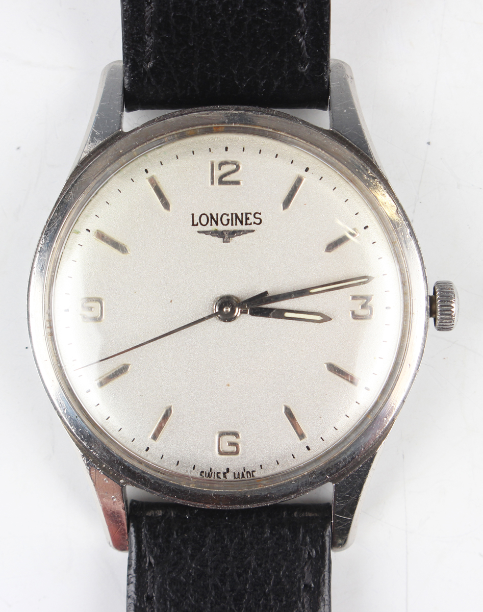 A Longines steel cased gentleman s wristwatch circa 1961 the