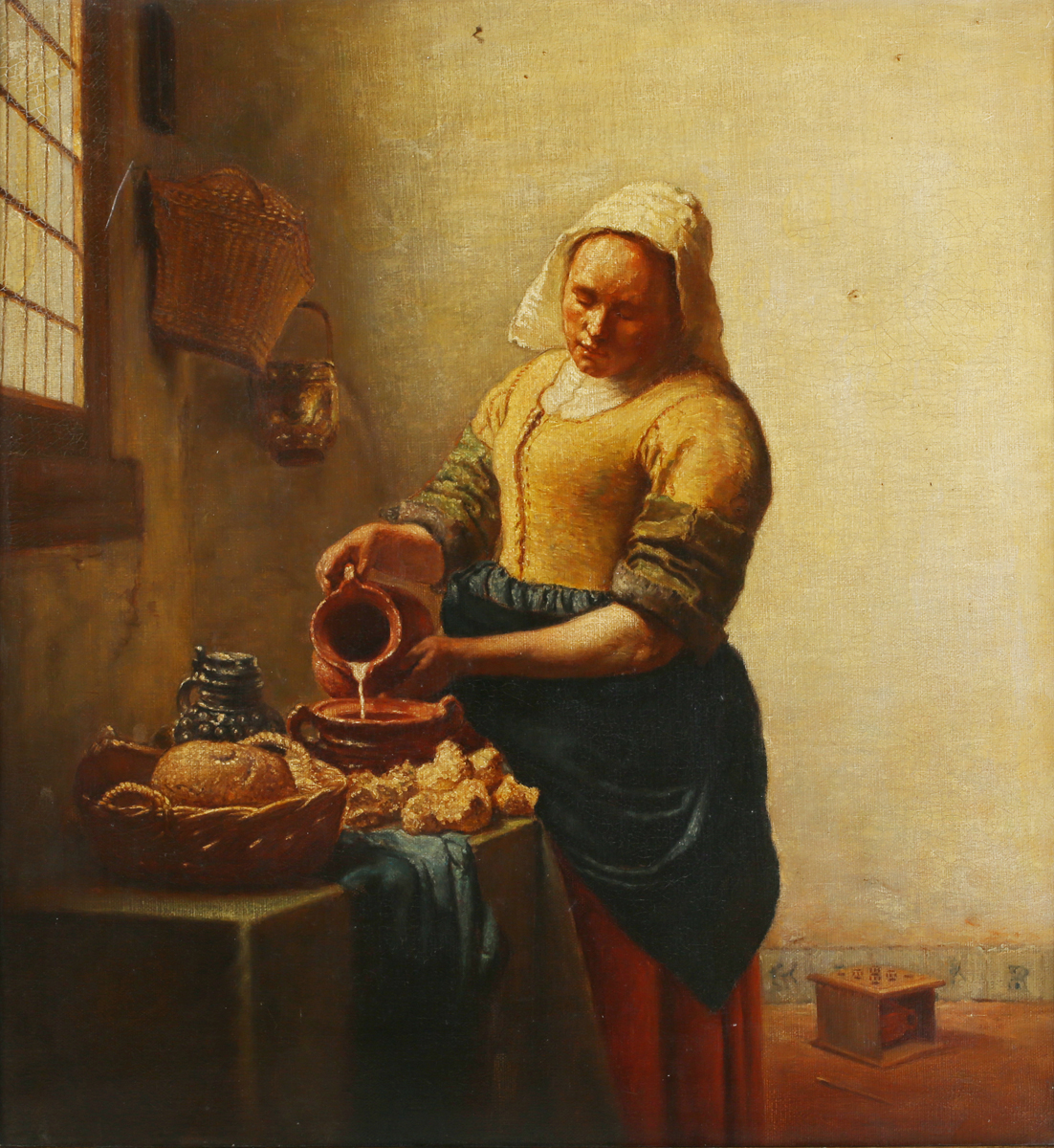 After Johannes Vermeer The Milkmaid 20th Century Oil On Canvas   0269 