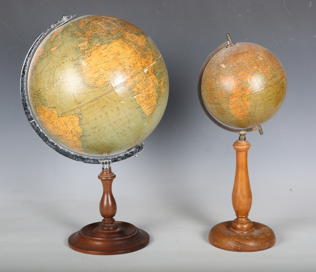 A Mid 20th Century Philips 10 Inch Challenge Globe Raised On A Mahogany Stand Height 4