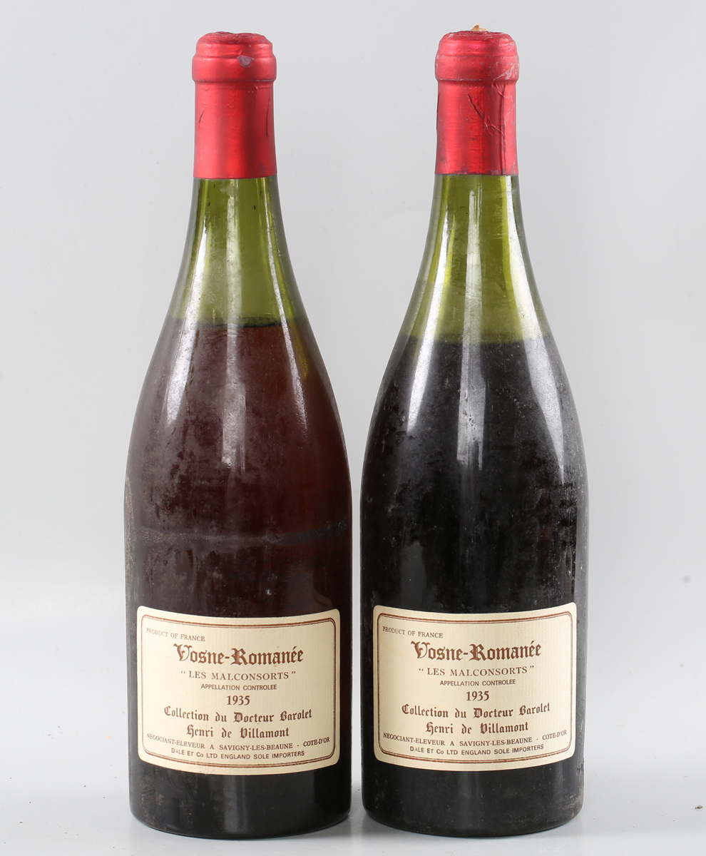 Vosne-Romanée 'Les Malconsorts' 1935, Collection du Docteur Barolet ...