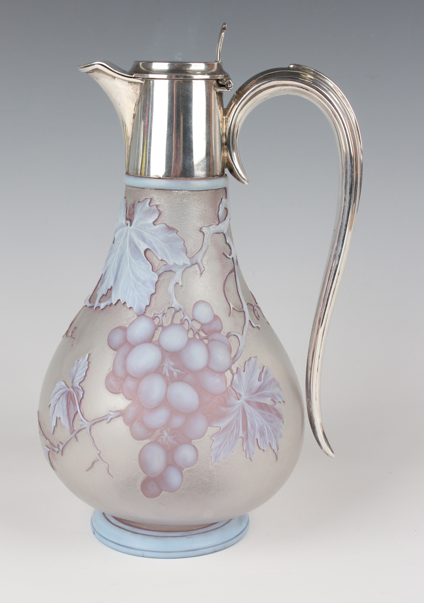 A Late Victorian Silver Mounted Cameo Glass Claret Jug Probably By Thomas Webb The Ovoid Body Case